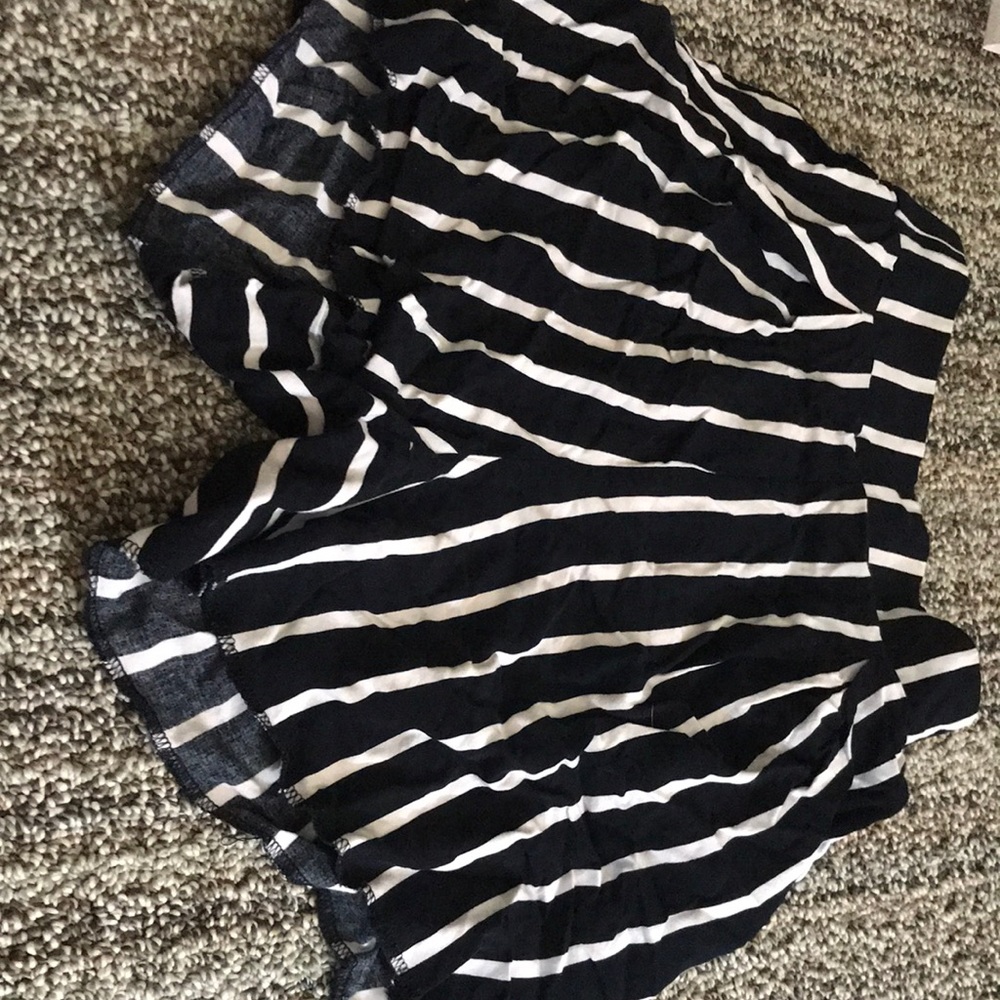 Black and White Striped High Waisted Shorts
